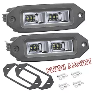 2X 7" Flush Mount LED Pods Work Light Bar Flood Driving Reverse Off Road UTV 4WD - Foto 1 di 12
