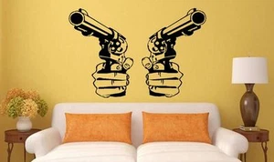 Pair of Hand Guns Held Cowboy Vinyl Wall art Decal Sticker - Picture 1 of 3