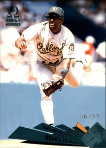 2000 (ATHLETICS) Pacific Omega Platinum Blue #104 Miguel Tejada /55