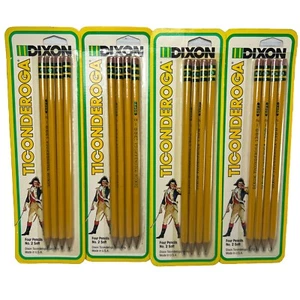 4 Pack Vintage Dixon Ticonderoga Pencils 1388 No. 2 Soft 4 Count Made in USA #2 - Picture 1 of 9
