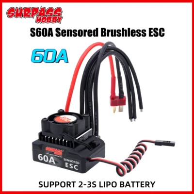 SURPASSHOBBY Brushless ESC 60A Sensored Brushless ESC 6V/3A For 1/10 1/12 RC Car - Image 1 of 4