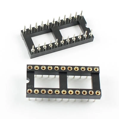 10 peças adaptador de soquete IC tipo solda pino redondo 22 pinos passo 2,54 mm passo DIP estreito - Imagem 1 de 4