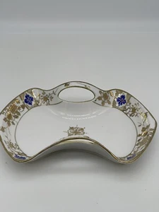 Nippon Gold & Blau Relish Schale Gold Perlenbesatz Handbemalt - Bild 1 von 8