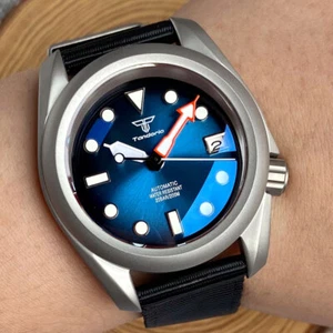 Tandorio 40mm Pilot Style NH35 Men Automatic Watch Red Blue Green Dial 3.8 Crown - Picture 1 of 11