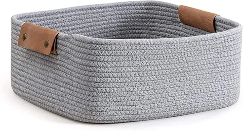 Elegant Handwoven Jute Storage Basket Color Gray For Wedding Gift Cover