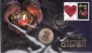 2017 Happy Diwali Festival $1 Coin - PNC - Stamp & Coin Cover - Perth Mint - Picture 1 of 2