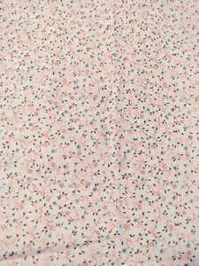 FABRIC REMNANT LIGHT WEIGHT PEACH COTTON WITH MULTICOLOR FLOWERS 25 X 44" - Picture 1 of 3
