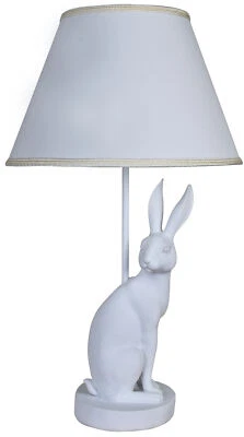 Lámpara de Mesa Luz Conejo 53cm Blanco Shabby Animal Pantalla Luz de Escritorio Foto 1 de 4