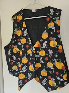 111 gilet vintage da donna principale Halloween gatti zucche autunno taglia 2X - Foto 1 di 11