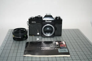 VIVITAR AUTO 55mm 1:2.8 M42 SCREW MOUNT LENS w/ VIVITAR 220/SL 35mm SLR camera - Picture 1 of 10
