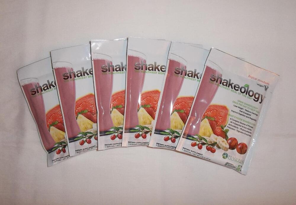 Shakeology TROPICAL STRAWBERRY VEGAN Protein Shake Powder 6 Travel Packets