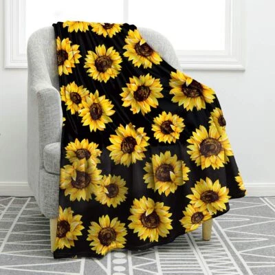 JEKENO Sunflower Gifts Blanket Double Sided Print Throw Soft Warm Lightweight Blanket F