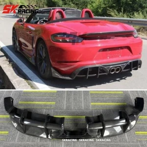 Fit Porsche 718 Boxster Cayman 2013-2016 Carbon Fiber Rear Bumper Diffuser Lip - Picture 1 of 19