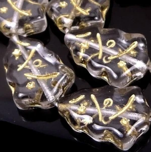 10 cuentas de vidrio checo para árboles de Navidad - cristal - incrustación de oro 17x12 mm - Imagen 1 de 2