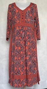 M&S Per Una Boho Paisley Stretch Jersey Floral Tie Waist Dress Fit & Flare UK 14 - Picture 1 of 11