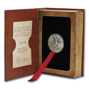 2015 David & GOLIATH 2 OZ Antiqued Silber Münze Biblische Series Scottsdale Mint - Bild 1 von 8