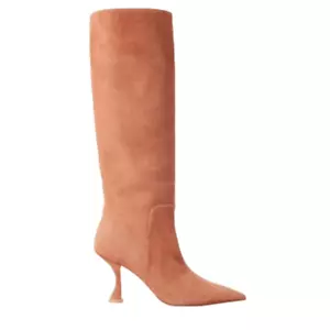 NUEVO Stuart Weitzman XCurve 85 Slouch Gamuza Bota Cappuccino SC702 talla 7 - Imagen 1 de 13