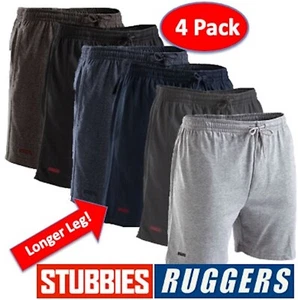 MENS - PACK OF 4 - GENUINE STUBBIES RUGGERS LONG LEG JERSEY SWEAT SHORTS -SE2160 - Picture 1 of 15