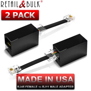 (2 opakowania) Gniazdo telefoniczne na Ethernet Adapter RJ45 Gniazdo na RJ11 Wtyczka do telefonu - Zdjęcie 1 z 5