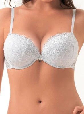 Reggiseno balconcino super push up più 2 taglie con ferretto Lormar Double Pizzo