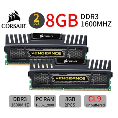 Corsair 16GB 2x 8GB DDR3 1600MHz CL9 PC3-12800 240Pin DIMM Desktop Memory RAM BT - Image 1 of 4