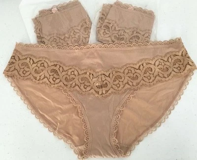 VICTORIA’S SECRET Bikini Nude/Tan  Briefs-4 Pairs Large 12-14 RRP £56-2 FREE - Image 1 of 4
