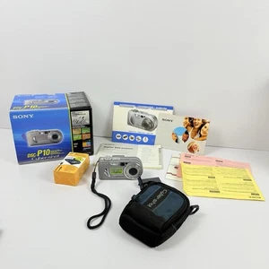 Retro Sony Cyber Shot 5.0MP Silver Digital Camera New Charger Y2K DSC-P10 - Picture 1 of 14
