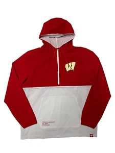 Wisconsin Badgers Windbreaker Jacket Mens XL Fanatics 1/2 Zip Anorak Pullover - Picture 1 of 4