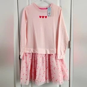 Cat & Jack Girls size XXL 18 Long Sleeve Dress Pink Heart NWT - Picture 1 of 6