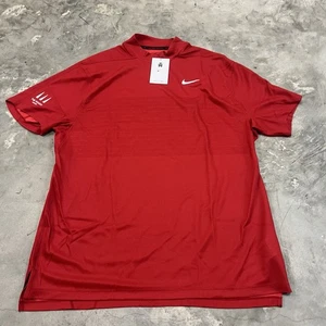 Nike Golf Tiger Woods ADV Dri Fit Mock Polo DR5324 687 Sunday Red Black Size L - Picture 1 of 9