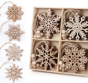 ilauke 20 pcs Unfinished Christmas Wood Snowflake Ornaments - 4 Style of Snow... - Picture 1 of 7