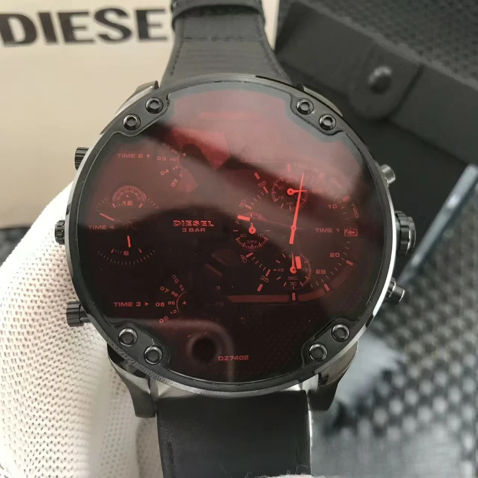 Nuevo reloj de cuero negro cronógrafo DZ7402 Mr Daddy 2.0 genuino 57 mm Foto 1 de 4