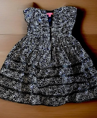 Betsey Johnson Y2K Blue Black Polka Dot Sweetheart Strapless Mini Dress Size 2 - Image 1 of 4