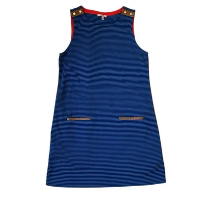 Juicy Couture 条纹迷你连衣裙蓝色黑色红色无袖口袋细节尺寸 — 第 1/4 张图片