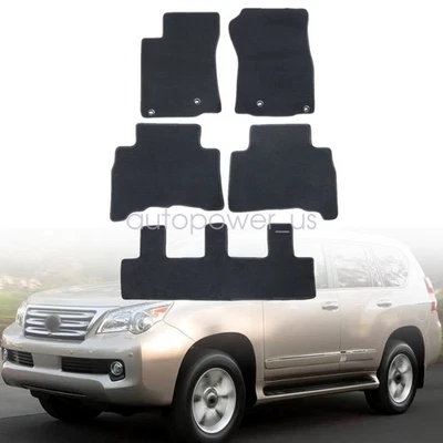 For 2010-2013 Lexus GX460 Front Rear Floor Mats Carpet Waterproof Black Velour - Imagem 1 de 4