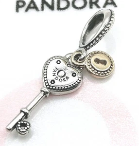 Pandora Charm Bicolor "Vintage Schlüssel zum Herzen" 796593 Liebe Gold Rarität  - Bild 1 von 5