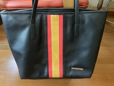 Montana West Bolso de Mano de Cuero Vegano Negro Suave Bolso de Hombro Naranja/Rojo Rayas Foto 1 de 4