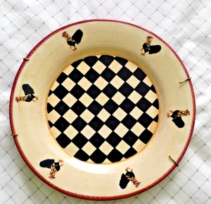 Blue Sky echt Steinzeug Hahn kariert Deko Teller - Bild 1 von 2