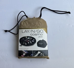 LAY/N/GO Cosmo Plus Drawstring Cosmetic Travel Organizer Makeup Bag 21” Gold - Picture 1 of 5