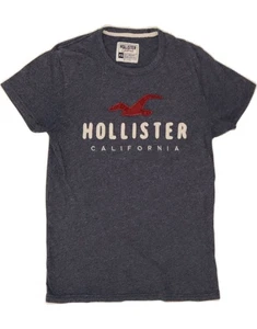 HOLLISTER Mens Graphic T-Shirt Top XS Navy Blue Flecked Cotton DA54 - Picture 1 of 3