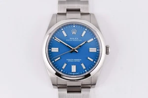 Rolex Oyster Perpetual 41mm Ref. 124300 Custom blaues Zifferblatt Box und Papier - Bild 1 von 14
