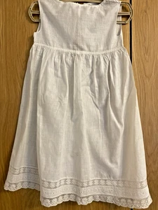 VICTORIAN WHITE COTTON BABIES/DOLLS LONG PETTICOAT~ 25" long LACE TRIM - Picture 1 of 4