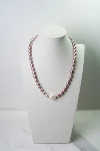 Natural Pink Freshwater Pearl & Baroque Necklace - Picture 1 of 6