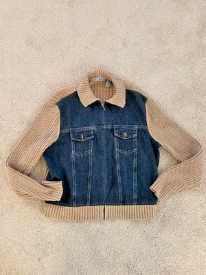 Chaqueta de mezclilla para mujer Marsh Landing L con suéter bronceado mangas. cuello y dobladillo 100 % algodón Foto 1 de 4