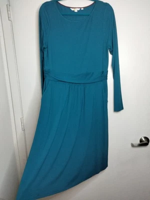 Vestido Boden Talla 12R Azul Teal Elástico Bolsillos Sin Cordones Manga Larga Vaina/Cambio Foto 1 de 4