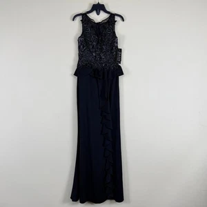 Basix Black Label Black Sleeveless Lace Sequin Evening Gown Formal Dress Sz 6 - Picture 1 of 5