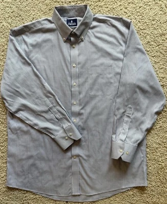 Camisa de vestir Oxford para hombre Stafford blanca azul marino a cuadros talla 17,5 34/35 Foto 1 de 4