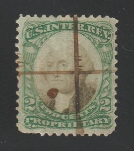 Scott # RB2a, Used, F, 2¢ Proprietary, Violet Paper, Pen Cancel - Picture 1 of 2
