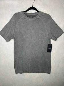 Fabletics Shirt Mens Medium Gray Athletic Raglan Short Sleeve Workout Top - Foto 1 di 16