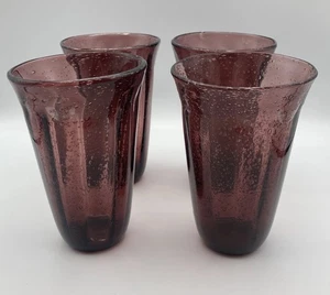 Artland Iris Plum Handblown Bubbles Tumblers Glasses - Picture 1 of 4